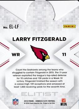 2016 Donruss Elite - Elitist #EL-LF Larry Fitzgerald Back