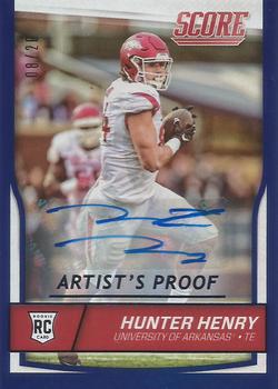 2016 Score - Rookie Signatures Jumbo Artist's Proof #382 Hunter Henry Front