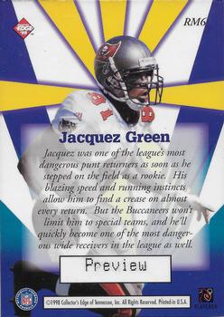 1998 Collector's Edge Masters - Rookie Masters Previews #RM6 Jacquez Green Back