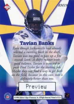 1998 Collector's Edge Masters - Rookie Masters Previews #RM19 Tavian Banks Back