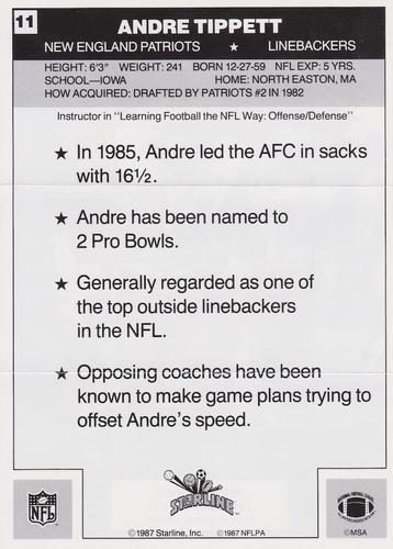 1987 Wheaties Mini Posters #11 Andre Tippett Back
