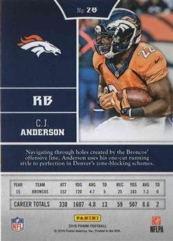 2016 Panini - Red #28 C.J. Anderson Back