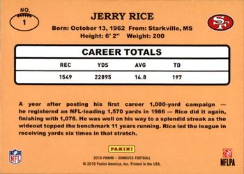 2016 Donruss - 1987 Classic Set #1 Jerry Rice Back