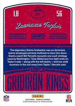 2016 Donruss - All-Time Gridiron Kings #21 Lawrence Taylor Back