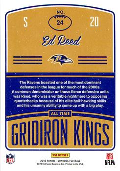 2016 Donruss - All-Time Gridiron Kings #24 Ed Reed Back