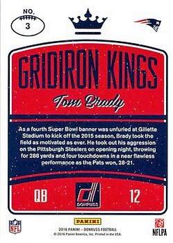 2016 Donruss - Gridiron Kings Studio #3 Tom Brady Back