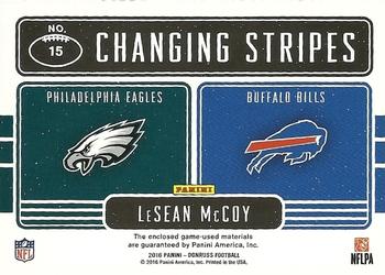 2016 Donruss - Changing Stripes Dual Jerseys #15 LeSean McCoy Back