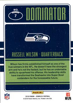 2016 Donruss - Dominator #7 Russell Wilson Back