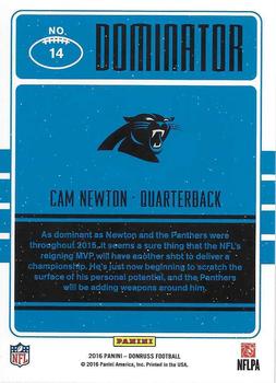 2016 Donruss - Dominator #14 Cam Newton Back