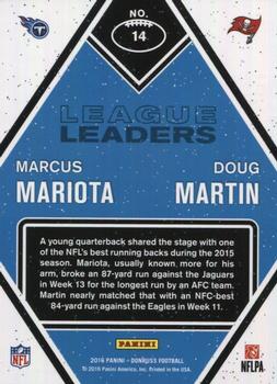 2016 Donruss - League Leaders #14 Marcus Mariota / Doug Martin Back