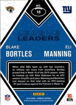 2016 Donruss - League Leaders #15 Blake Bortles / Eli Manning Back
