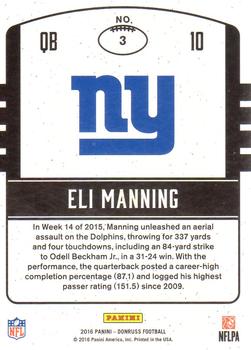2016 Donruss - Legends of the Fall Holo #3 Eli Manning Back