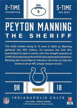 2016 Donruss - Peyton Manning The Sheriff Tribute #5 Peyton Manning Back