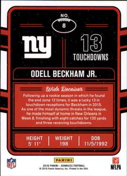 2016 Donruss - Production Line Touchdowns #8 Odell Beckham Jr. Back