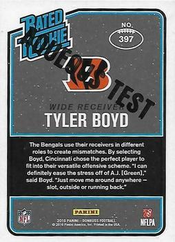2016 Donruss - Aqueous Test #397 Tyler Boyd Back
