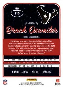 2016 Donruss - Press Proofs Blue #115 Brock Osweiler Back