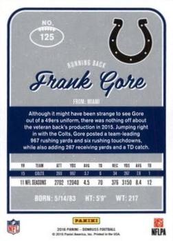 2016 Donruss - Press Proofs Blue #125 Frank Gore Back