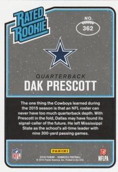 2016 Donruss - Press Proofs Blue #362 Dak Prescott Back
