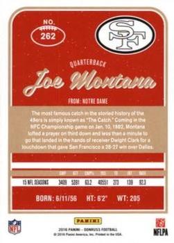 2016 Donruss - Press Proofs Red #262 Joe Montana Back