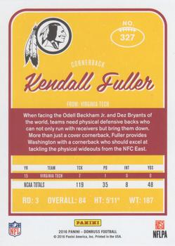 2016 Donruss - Press Proofs Red #327 Kendall Fuller Back