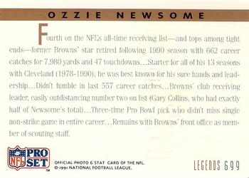 1991 Pro Set - Autographed #699 Ozzie Newsome Back