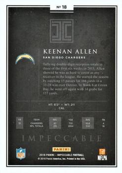 2016 Panini Impeccable #18 Keenan Allen Back