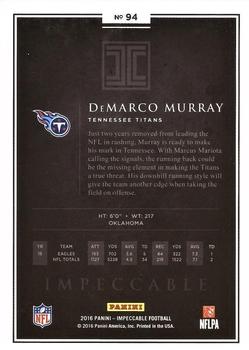 2016 Panini Impeccable #94 DeMarco Murray Back