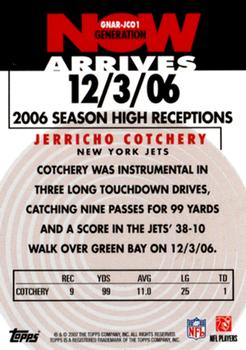 2007 Topps Generation Now Arrives #GNAR-JCO1 Jerricho Cotchery Back