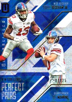 2016 Panini Unparalleled - Perfect Pairs Blue #PP-7 Eli Manning / Odell Beckham Jr. Front