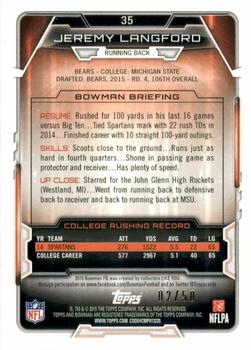 2015 Bowman - Rookies Rainbow Orange Ice #35 Jeremy Langford Back