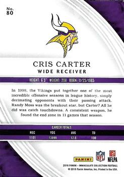 2016 Panini Immaculate Collection #80 Cris Carter Back