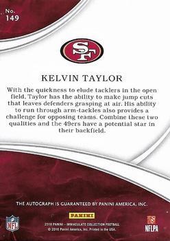 2016 Panini Immaculate Collection #149 Kelvin Taylor Back