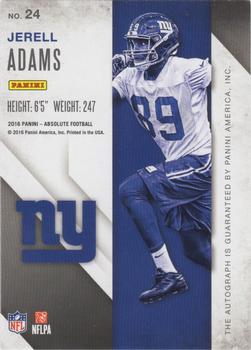 2016 Panini Absolute - Rook Ink Red #24 Jerell Adams Back