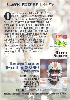 1994 Classic NFL Draft - Classic Picks #LP1 Heath Shuler Back