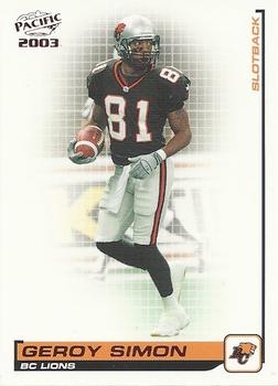 2003 Pacific  CFL - Red #10 Geroy Simon Front