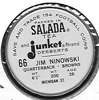 1962 Salada Coins #66 Jim Ninowski Back