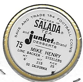 1962 Salada Coins #75 Mike Henry Back