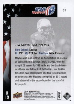2014 Upper Deck USA Football #31 James Mayden Back