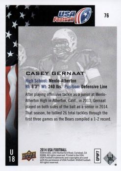2014 Upper Deck USA Football #76 Casey Gernat Back