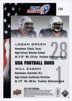 2014 Upper Deck USA Football #124 Logan Green / Will Eason Back