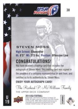 2014 Upper Deck USA Football - Autograph #38 Steven Moss Back