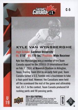 2014 Upper Deck USA Football - Team Canada #C-5 Kyle Van Wynsberghe Back
