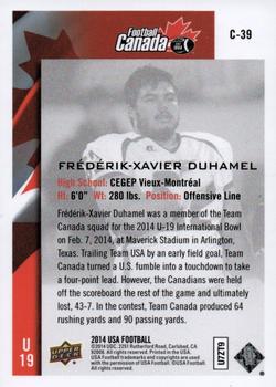 2014 Upper Deck USA Football - Team Canada #C-39 Frederik-Xavier Duhamel Back