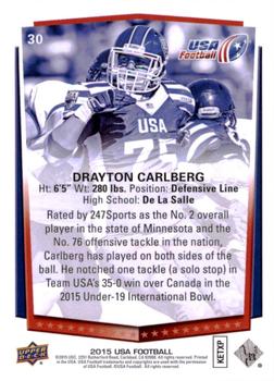 2015 Upper Deck USA Football #30 Drayton Carlberg Back