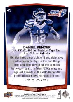 2015 Upper Deck USA Football #49 Daniel Bender Back