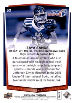 2015 Upper Deck USA Football #53 Izaya Sands Back