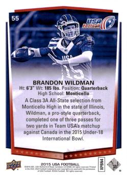 2015 Upper Deck USA Football #55 Brandon Wildman Back