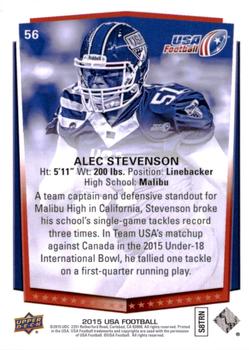 2015 Upper Deck USA Football #56 Alec Stevenson Back