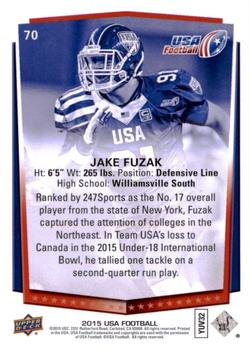 2015 Upper Deck USA Football #70 Jake Fuzak Back