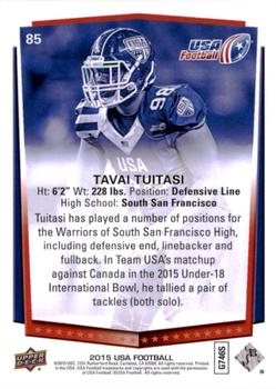 2015 Upper Deck USA Football #85 Tavai Tuitasi Back